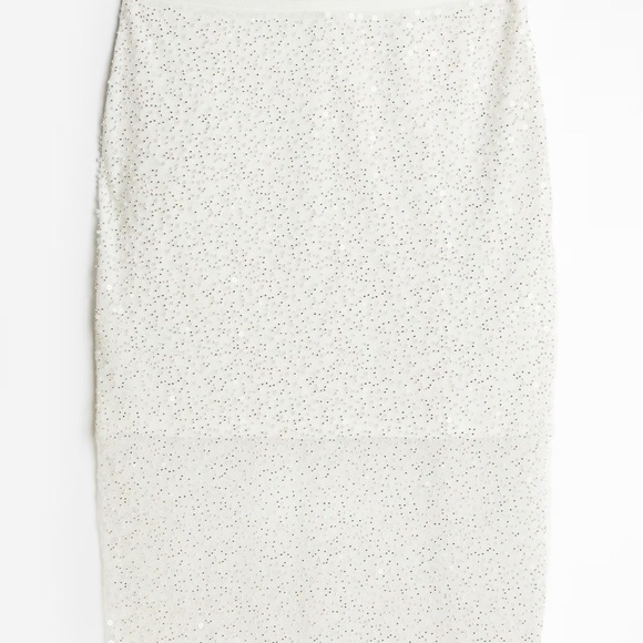 H&M White Sequin Midi Skirt - Picture 1 of 5